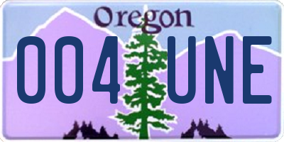 OR license plate 004UNE
