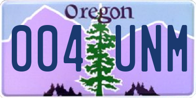 OR license plate 004UNM