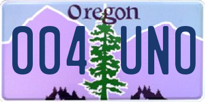OR license plate 004UNO