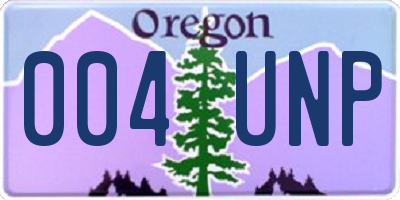 OR license plate 004UNP