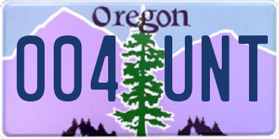 OR license plate 004UNT