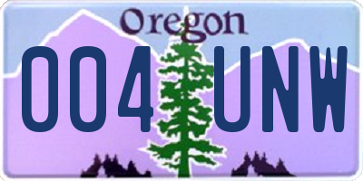OR license plate 004UNW
