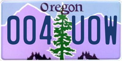OR license plate 004UOW