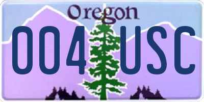 OR license plate 004USC