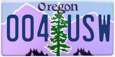 OR license plate 004USW