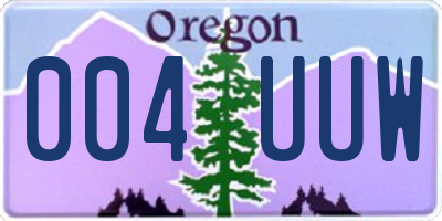 OR license plate 004UUW