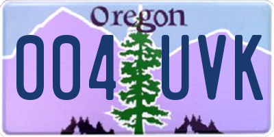 OR license plate 004UVK