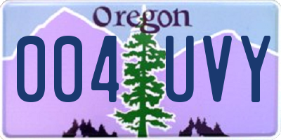 OR license plate 004UVY