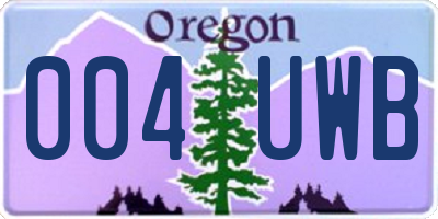 OR license plate 004UWB