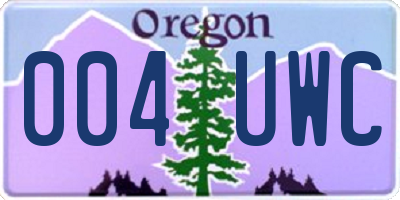 OR license plate 004UWC