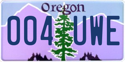 OR license plate 004UWE