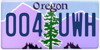 OR license plate 004UWH