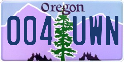 OR license plate 004UWN