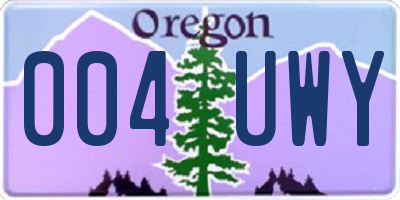OR license plate 004UWY