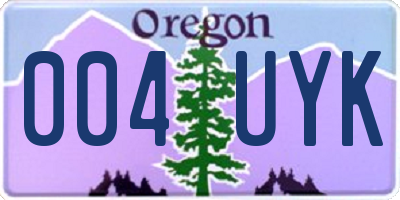 OR license plate 004UYK