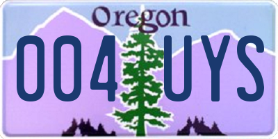 OR license plate 004UYS