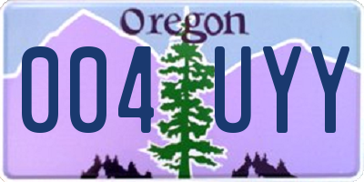 OR license plate 004UYY
