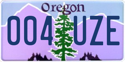 OR license plate 004UZE