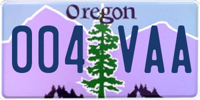 OR license plate 004VAA