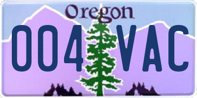 OR license plate 004VAC