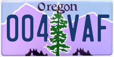 OR license plate 004VAF