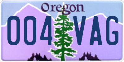 OR license plate 004VAG