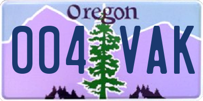 OR license plate 004VAK