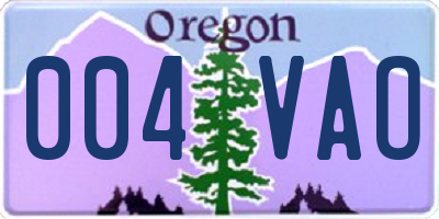 OR license plate 004VAO
