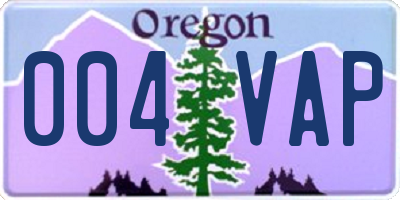 OR license plate 004VAP