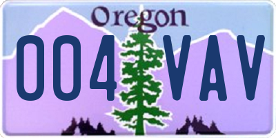 OR license plate 004VAV