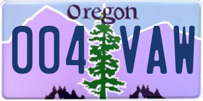 OR license plate 004VAW