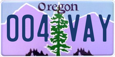 OR license plate 004VAY