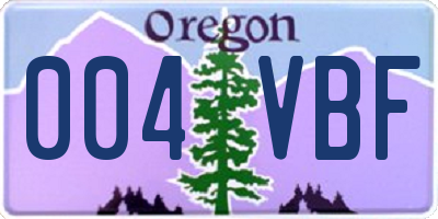 OR license plate 004VBF