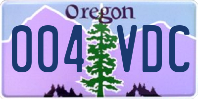 OR license plate 004VDC