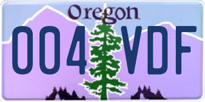 OR license plate 004VDF