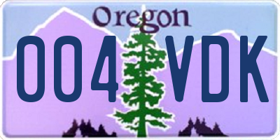 OR license plate 004VDK