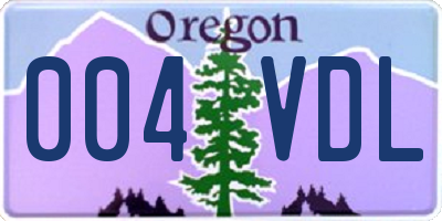 OR license plate 004VDL