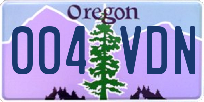 OR license plate 004VDN