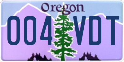 OR license plate 004VDT