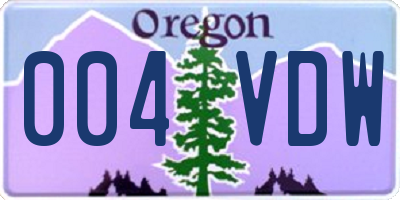 OR license plate 004VDW
