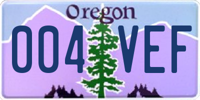 OR license plate 004VEF