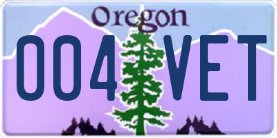 OR license plate 004VET