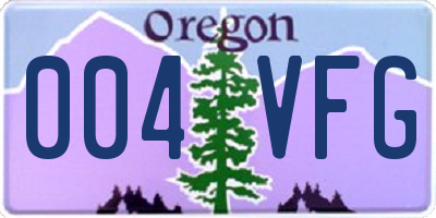 OR license plate 004VFG