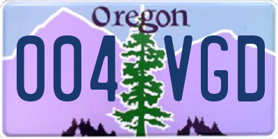 OR license plate 004VGD