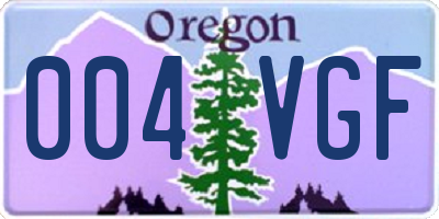 OR license plate 004VGF