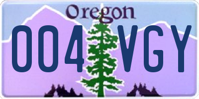OR license plate 004VGY