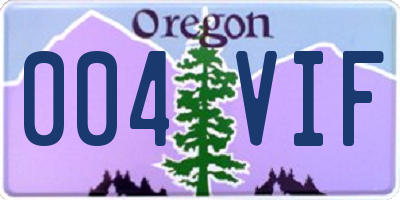 OR license plate 004VIF