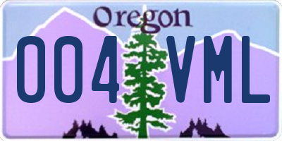 OR license plate 004VML