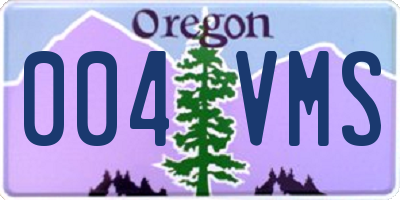 OR license plate 004VMS