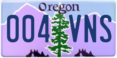 OR license plate 004VNS
